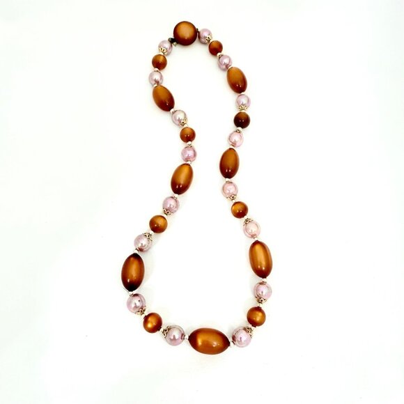 Vintage Moonglow Lucite/Thermoset and Pearlescent Beads Made in Japan Necklace - Picture 1 of 8